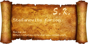 Stefanovits Karion névjegykártya
